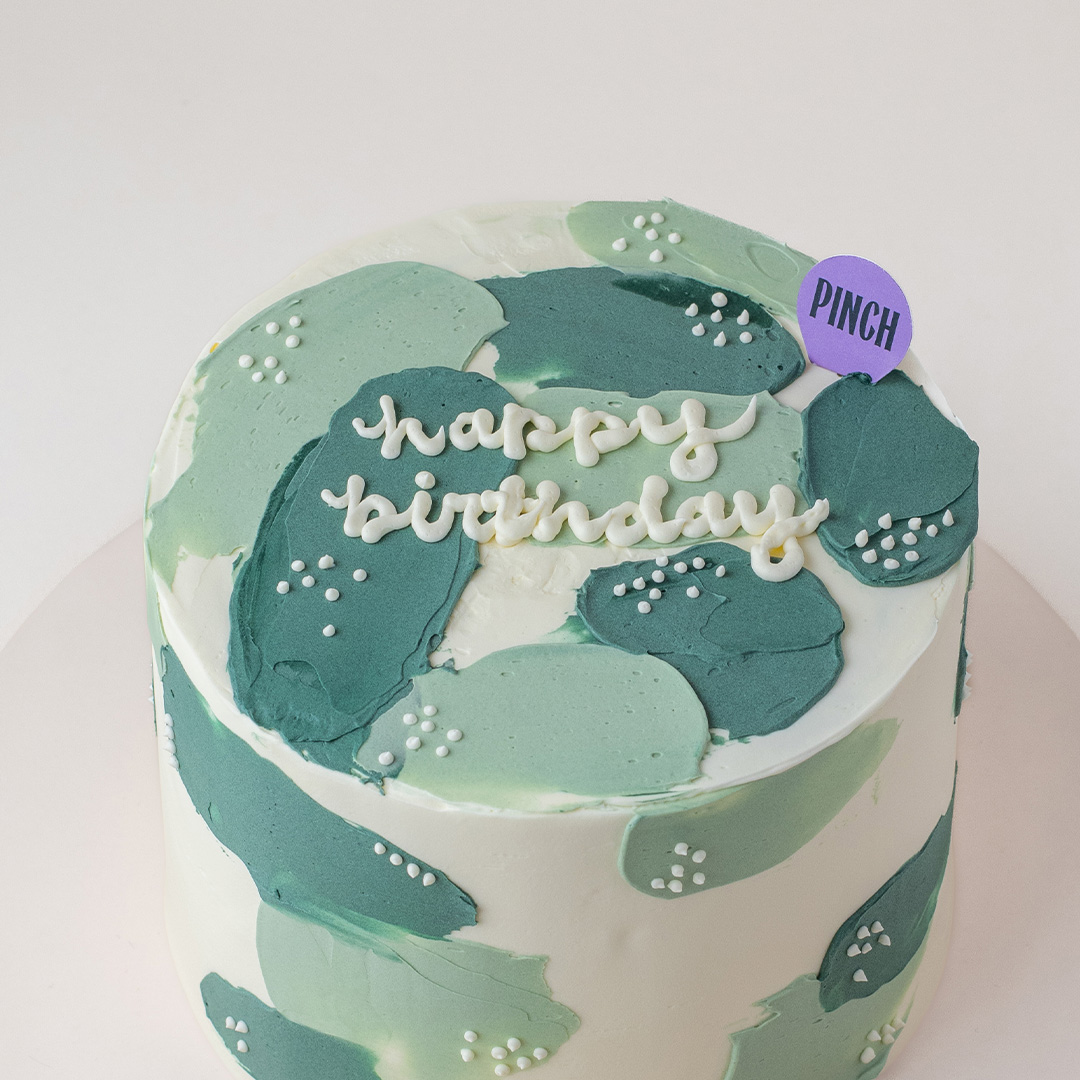 Minimalist Cake with Green Smears