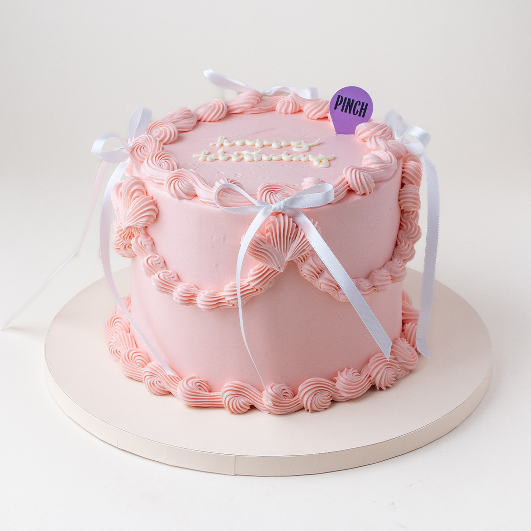 Pink Vintage Cake with Ribbons