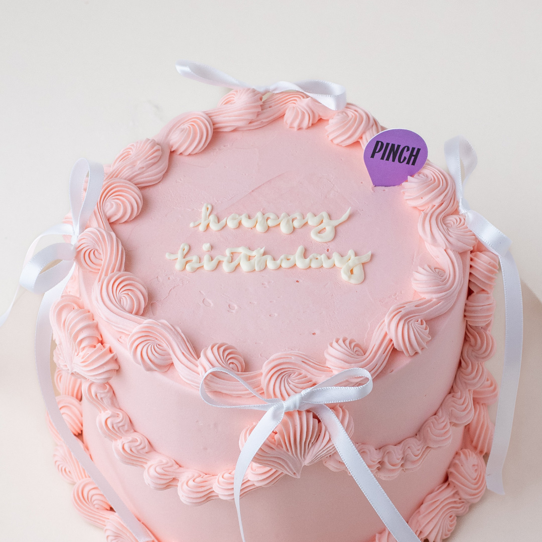 Pink Vintage Cake with Ribbons